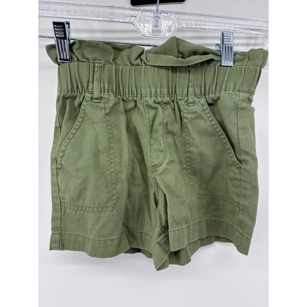 Old Navy Girls Olive Green Twill‎ Paper Bag Waist Shorts Size S (6-7)